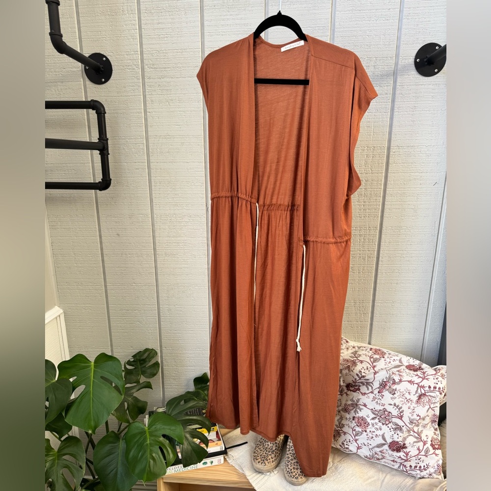 Do Everything in Love Orange Sleeveless Maxi Vest NWOT